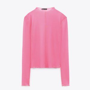 Zara NWT Pink Seamed Tulle Top - Size L